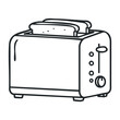 © David - Black and white toaster illustration with bread slices in minimalist style. Vector illustration