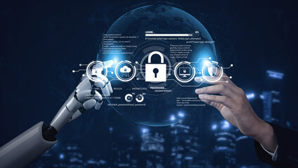 Wall Mural - ai artificial intelligence strengthens cybersecurity with intelligent threat detection, virtual assi