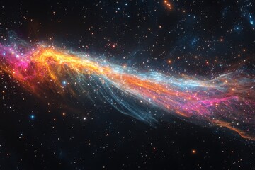 Wall Mural - colorful glowing particle light streaks create a stunning galaxy effect in deep space, colorful glow