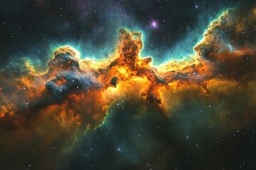 Wall Mural - vibrant cosmic nebula showcasing swirling colors and distant stars in a dark vast universe, space st