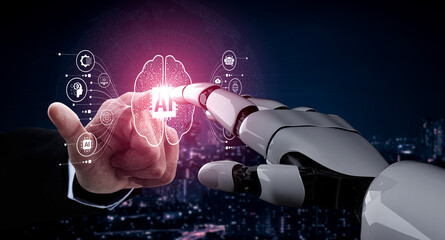 Wall Mural - ai assistant brain processor with llm technology, big data, machine learning, generative ai for busi