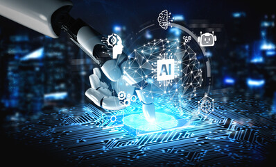 Wall Mural - ai assistant brain processor with llm technology, big data, machine learning, generative ai for busi