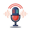 © Md Asifur Rahman - Podcast Microphone with Audio Waves — Editable Stroke Vector, Media and Streaming Icon
