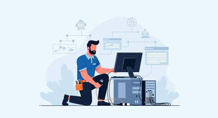 Expert Technician Diagnosing Complex System And Fixing Server Malfunctions Fast