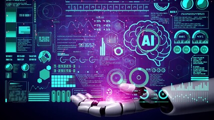 Wall Mural - ai assistant brain processor with llm technology, big data, machine learning, generative ai for busi
