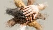 © nichka - Diversity and Unity: Watercolor Painting of Intertwined Hands