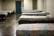 © Ifti Digital - Inside a homeless shelter with beds prepared for individuals in need of temporary housing, Beds in a Homeless shelter