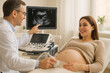 © Jafree - Happy pregnancy ultrasound showing expectant mother and doctor during ultrasound session. concept of prenatal care, medical checkup, and maternity happiness