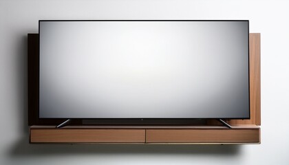 smart tv blank screen mockup with stylish bezel on white background