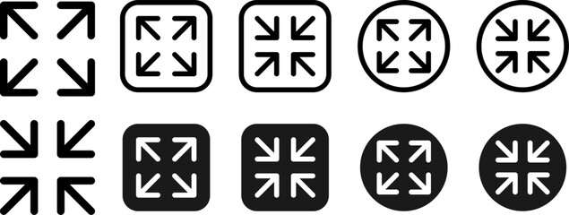 maximize and minimize arrow button. Full screen and exit full screen icon.