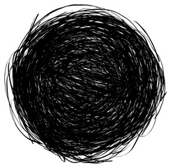 Wall Mural - png circle scribble abstract black white.