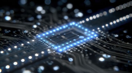 Wall Mural - close up view of gallium oxide transistors seamlessly integrated with flexible material on a circuit