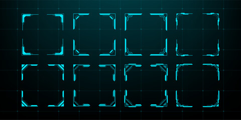 Wall Mural - hud vector frames collection. futuristic screen element. gui game interface for digital display. fut