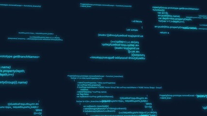 digital futuristic computer coding moving on blue background, high technology internet data information transfer concept