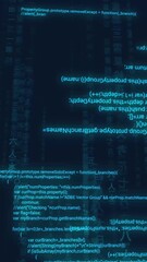digital futuristic computer coding moving on blue background, high technology internet data information transfer concept