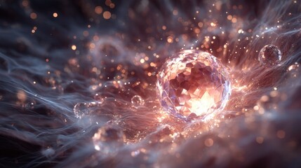 Wall Mural - luminous particles gently cascading and bouncing across electronic circuit board surface, generating