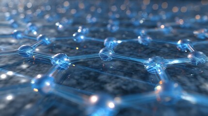 Wall Mural - microscopic view of a blue energy membrane showcasing a network of microchannels and crystalline str