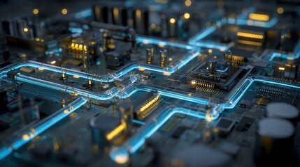 Wall Mural - complex circuit board assembly highlighting integrated sensors and control systems regulating ammoni