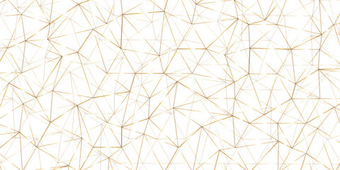 Abstract of simple GOLD line triangle pattern geometric background .white background creative and geometric shape with white luxury pattern .GOLD and white geometric background with low poly triangle