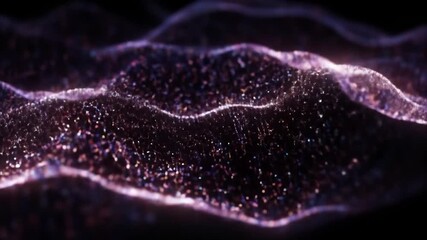Wall Mural - Glowing particle wave digital art, dark background, website header