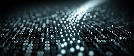 Wall Mural - anamorphic video binary code on black background. perfect for projects related to technology