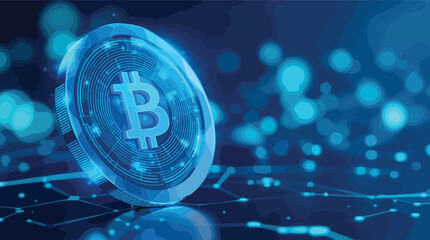 Cryptocurrency bitcoin concept digital illustration depicting modern technology and digital finance.