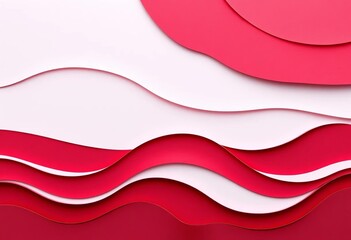 Wall Mural - burgundy layered paper cut waves, abstract nature-inspired design, artwork, craft