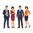 © KevinNandya - flat style of a four of diverse people in business attire running in a race.