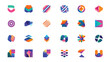 © KOOLAIDMAN100X - Collection of abstract geometric shapes and icons in vibrant colors.