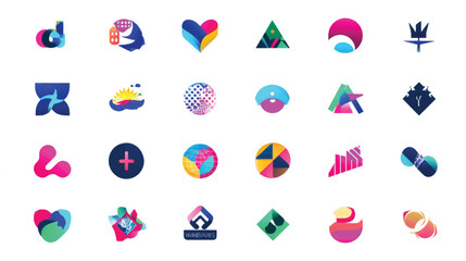 A glossy collection of round, colorful vector icons for web design