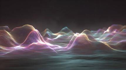 Wall Mural - colorful abstract digital landscape with soft light and dark background depicting a virtual world cr