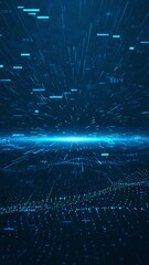 Abstract blue binary code background. Web developer. Digital computer code. information flow of digital rain numbers. data analysis Artificial intelligence binary number string information flow line