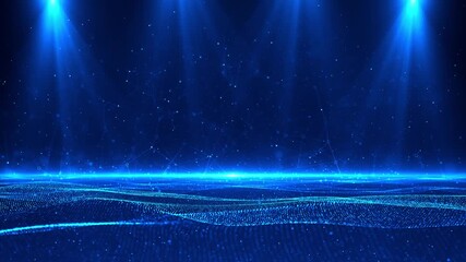 Wall Mural - big data streams deep cyber stage waves futuristic digital background particles glitter awards dust 
