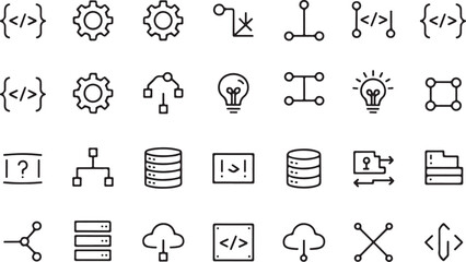 Technology and coding icons collection programming