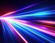 © Ant - Vibrant light streaks in blue, pink, and purple create a dynamic, futuristic effect of motion and speed against a dark background.