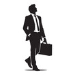 © Creative Image   - Confident Businessman Silhouette with Briefcase Walking Forward