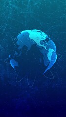 Wall Mural - earth hologram futuristic technology concept globe, trading board over digital infographic interface
