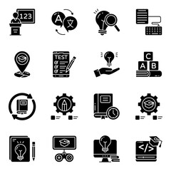 Wall Mural - Set of Online Education Solid Icons

