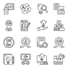 Wall Mural - Set of Online Education Linear Icons

