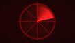 © marog-pixcells - Illustration of a radar screen in red with scanning beam on dark background - virtual dashboard interface.