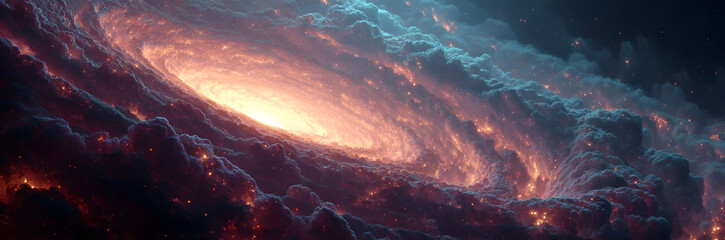 Wall Mural - Swirling clouds of gas and dust in a galaxy's outer rim, cosmos, universe, black holes