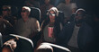 © peopleimages.com - Popcorn, watching movie and people with 3d glasses, cinema and modern entertainment. Snack, eyewear and group with augmented vision, expression and spectator with illusion, screening and theatre