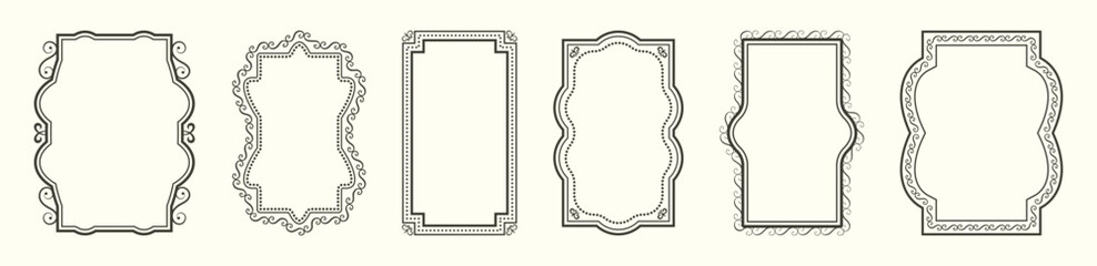 Wall Mural - simple line vertical frames. blank templates to decorate text. greeting or wedding border. vintage a