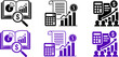 © ErinDesigns - Financial analysis and business growth icons with charts, calculator, dollar sign and report in black and purple color