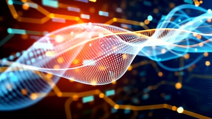 Abstract data wave flow visualization animation for business and technology concept