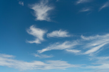 Wall Mural - Cloudscape sky background. Cloud in the sky. Background with cloud. Gloomy sky with overcast clouds. Skyscape and cloudscape. Radiant sky with clouds. Cloudy skyscape background