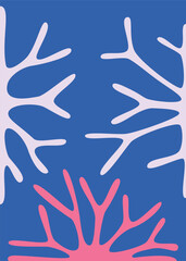 Wall Mural - Minimalist poster with colorful corals. Natural design in flat style.