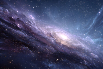 Wall Mural - Celestial expanse with numerous stars and galaxies in a deep blue background, astrophysics, spacetime