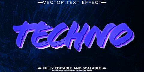 Wall Mural - techno editable text effect, editable cyber and futuristic text style