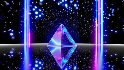 Wall Mural - Looping Seamless Glass Pyramid In Particle Space
